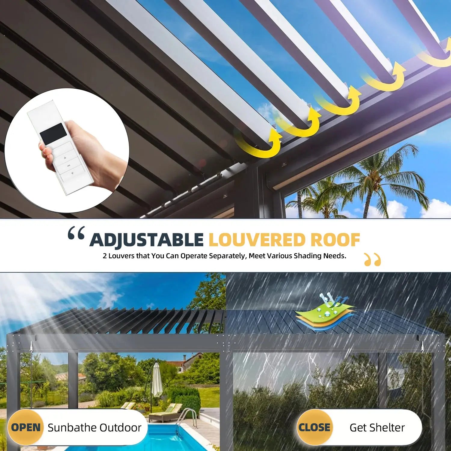 Bioclimatic Aluminum Pergola Waterproof Gazebo