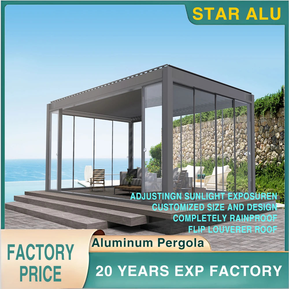 Motorized Louvered Roof Aluminum Gazebo